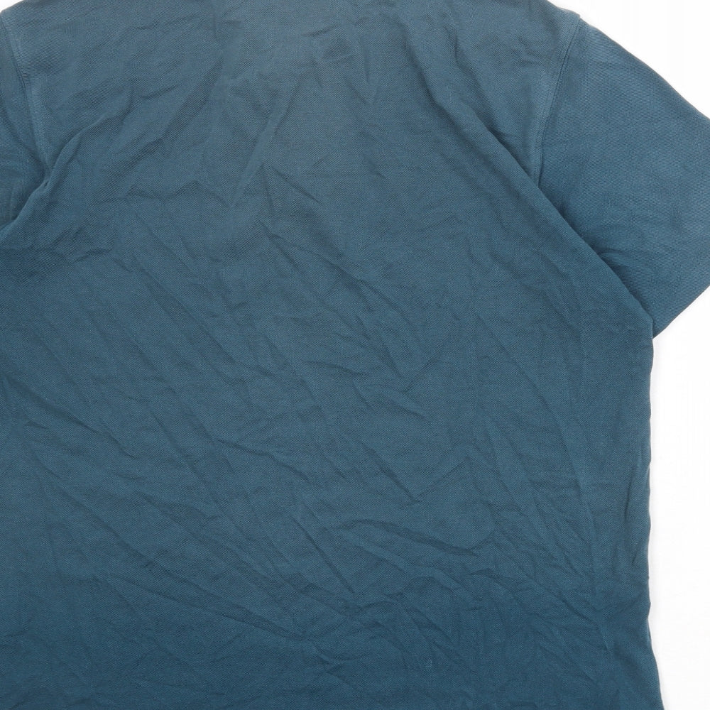 Cotton Traders Mens Blue 100% Cotton Polo Size M Collared Button