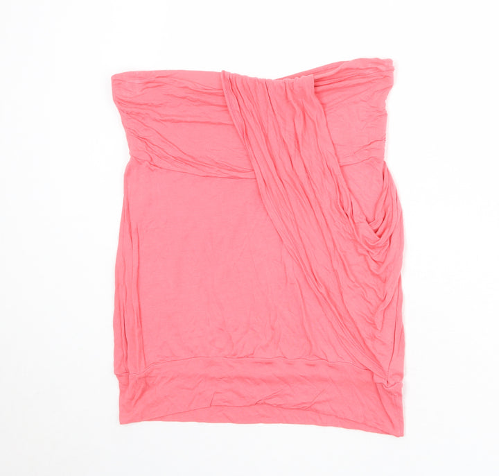 Warehouse Womens Pink Viscose Basic Blouse Size 16 Square Neck - Draped Detail Strapless
