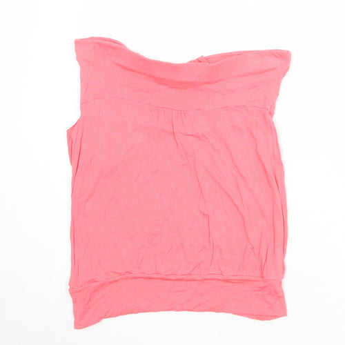 Warehouse Womens Pink Viscose Basic Blouse Size 16 Square Neck - Draped Detail Strapless