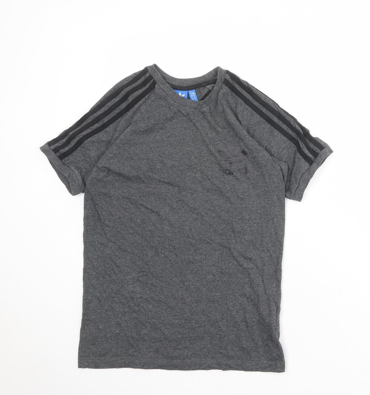 adidas Mens Grey Cotton T-Shirt Size S Round Neck