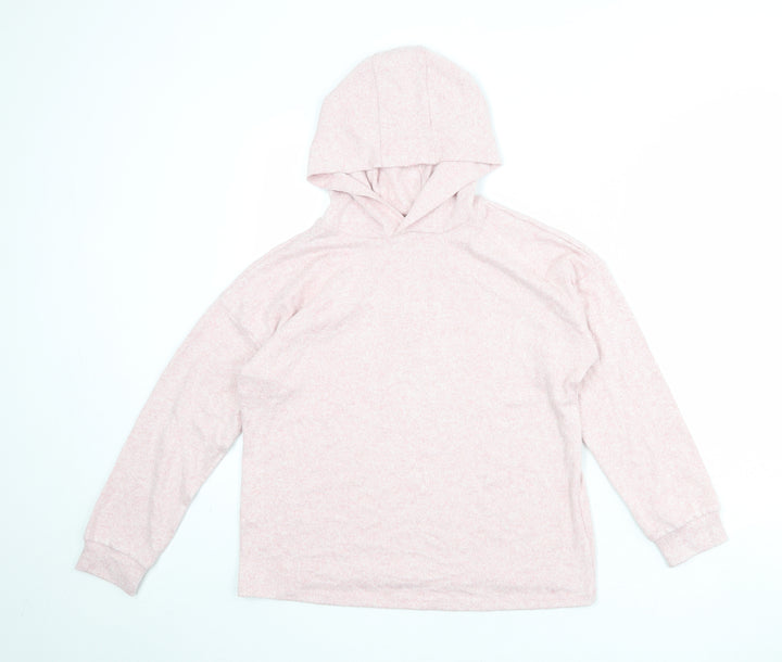 Marks and Spencer Girls Pink Polyester Pullover Hoodie Size 12-13 Years Pullover
