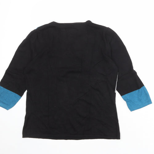 Wallis Womens Black Square Neck Geometric Viscose Pullover Jumper Size 14