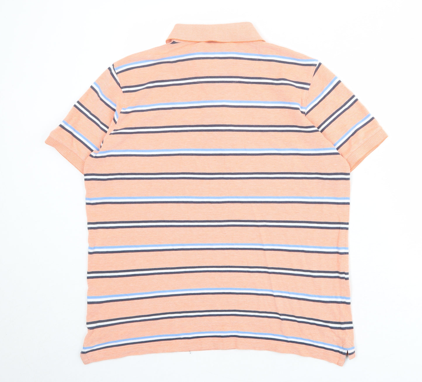 Brook Taverner Mens Pink Striped 100% Cotton Polo Size M Collared Button