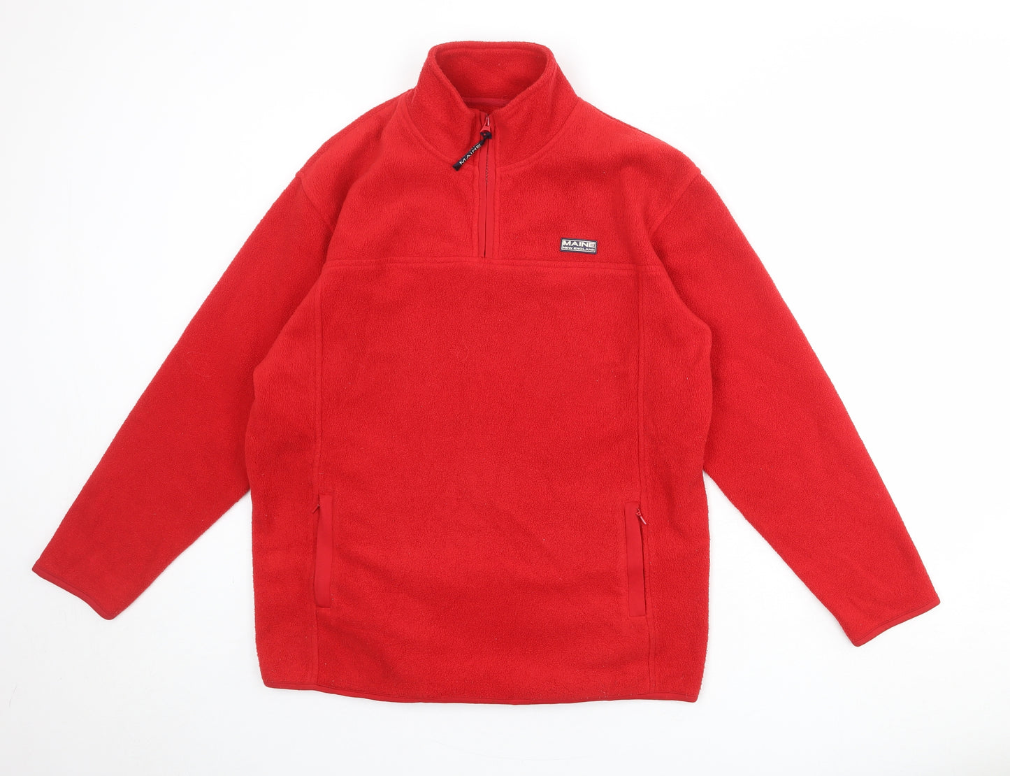 Maine New England Boys Red Polyester Pullover Sweatshirt Size 13-14 Years Zip