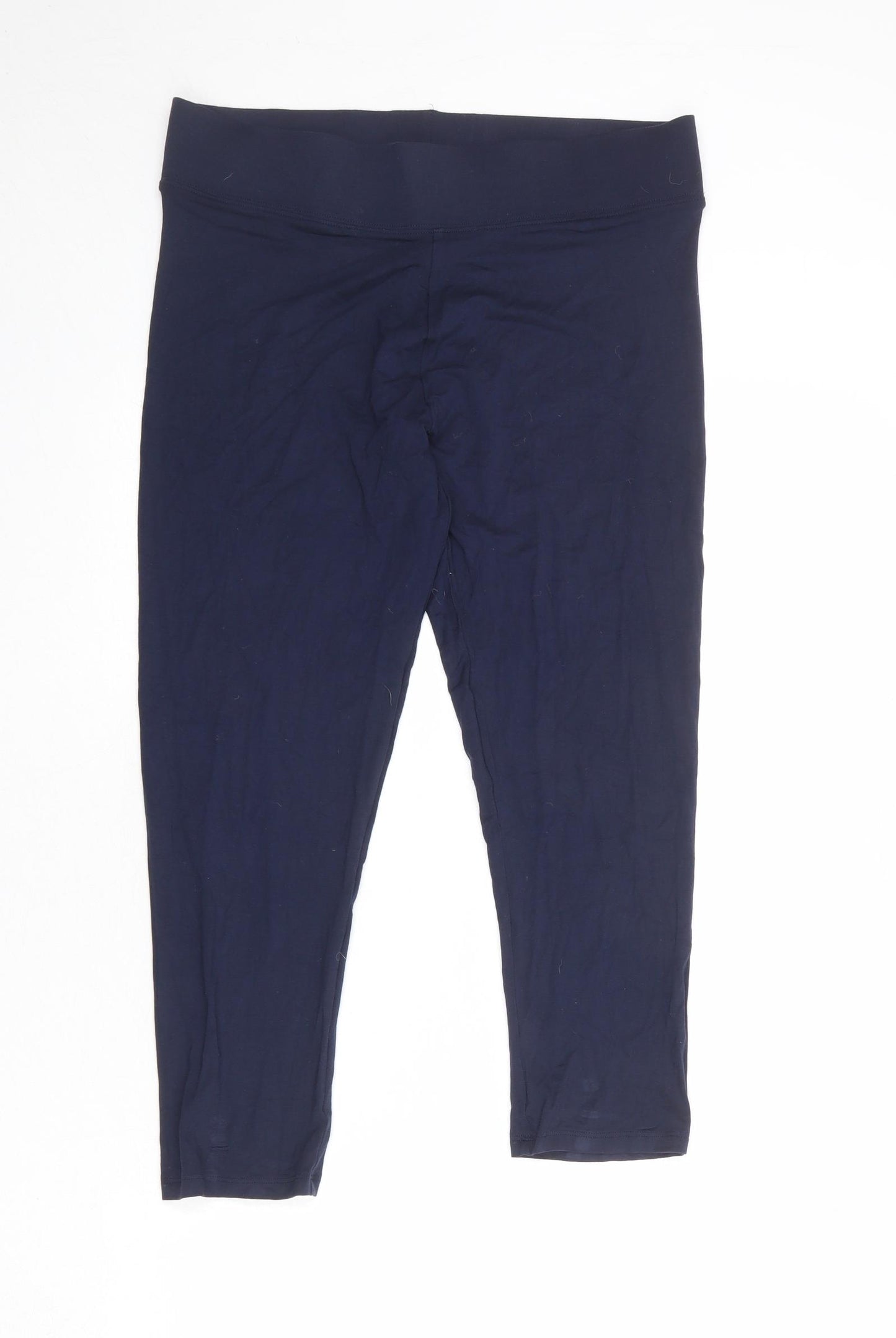 Marks and Spencer Womens Blue Viscose Capri Leggings Size 14