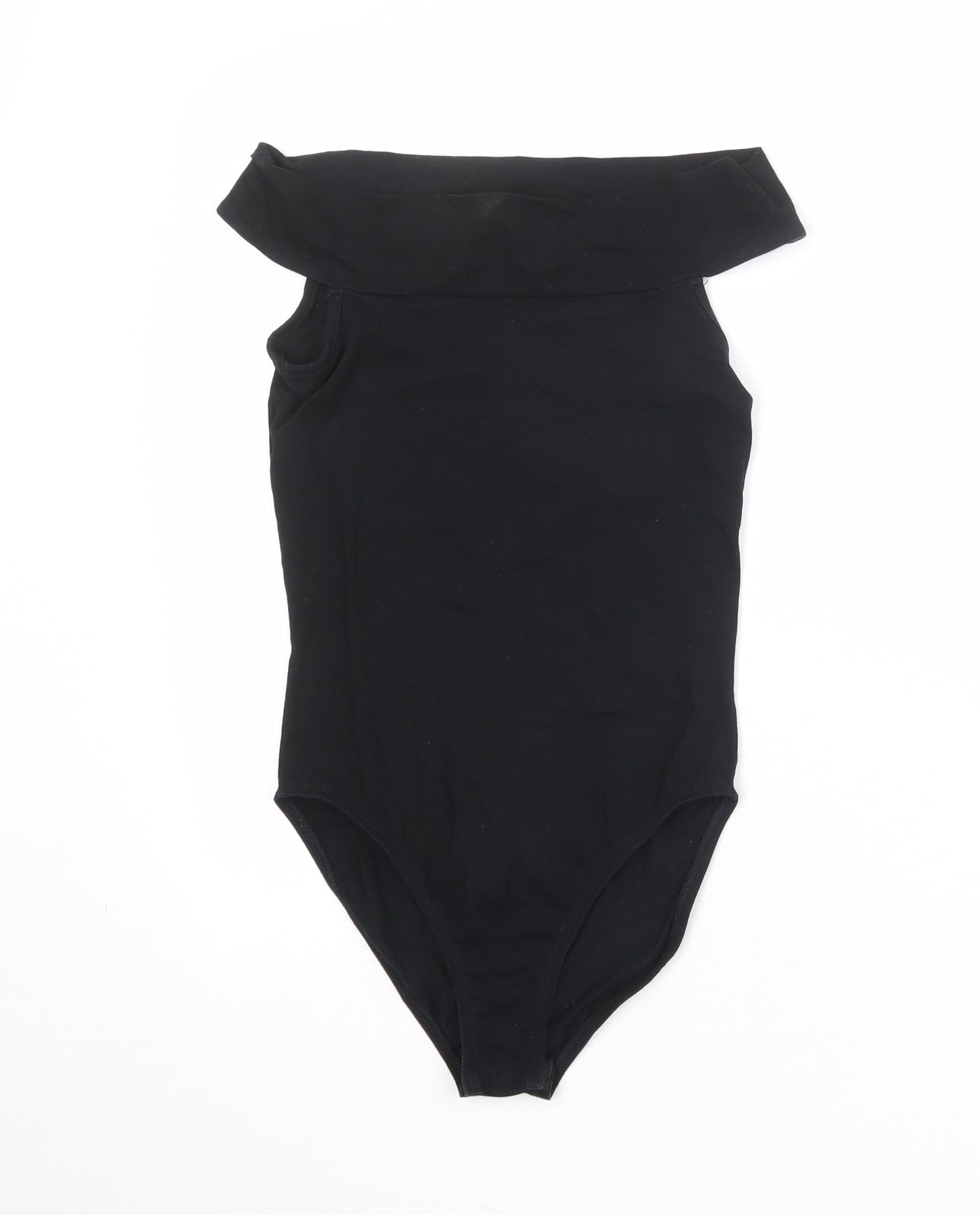Miss Selfridge Womens Black Cotton Bodysuit One-Piece Size 8 Snap