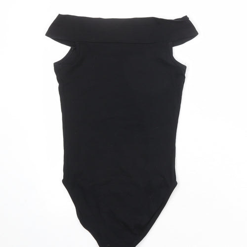 Miss Selfridge Womens Black Cotton Bodysuit One-Piece Size 8 Snap