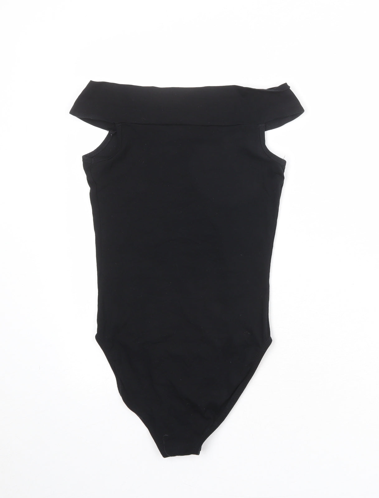 Miss Selfridge Womens Black Cotton Bodysuit One-Piece Size 8 Snap