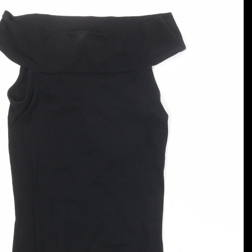 Miss Selfridge Womens Black Cotton Bodysuit One-Piece Size 8 Snap