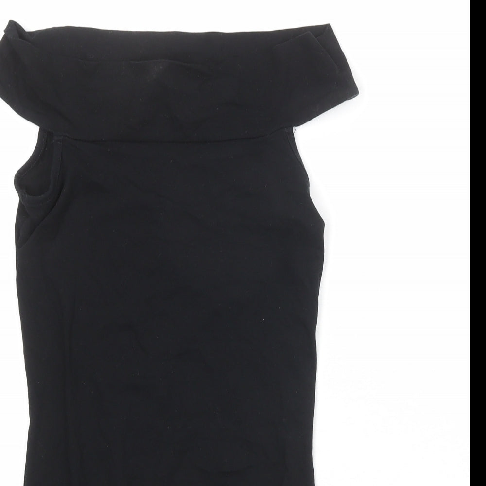 Miss Selfridge Womens Black Cotton Bodysuit One-Piece Size 8 Snap