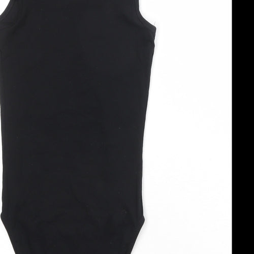 Miss Selfridge Womens Black Cotton Bodysuit One-Piece Size 8 Snap