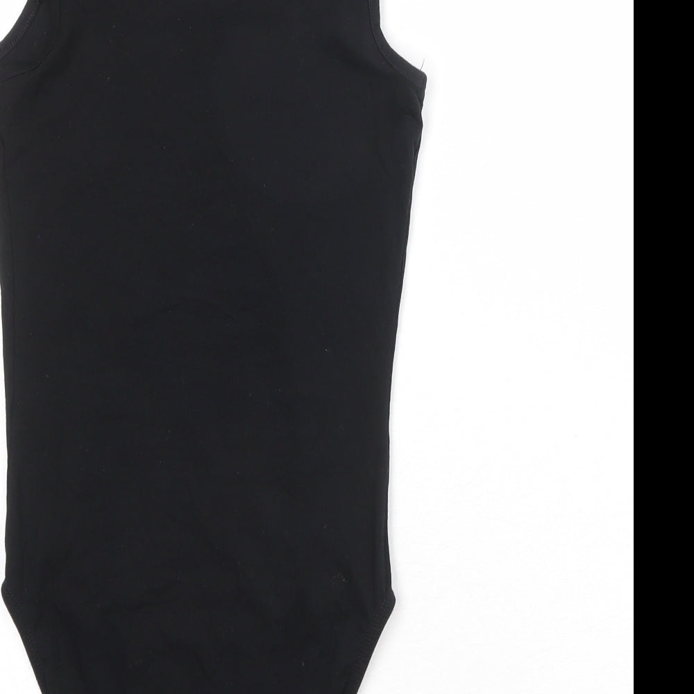 Miss Selfridge Womens Black Cotton Bodysuit One-Piece Size 8 Snap