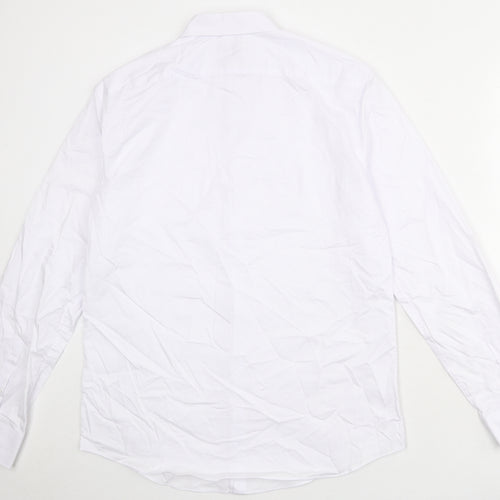 Marks and Spencer Mens White Cotton Button-Up Size M Collared Button
