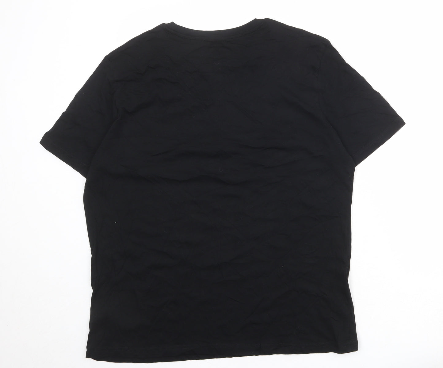 Marks and Spencer Mens Black Cotton T-Shirt Size XL Round Neck