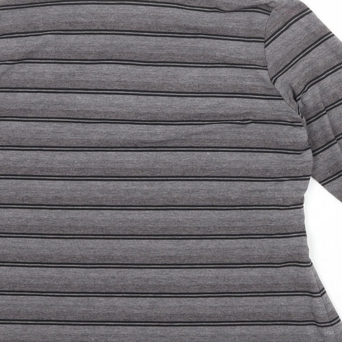 Bonmarché Womens Grey Collared Striped Polyester Pullover Jumper Size 16