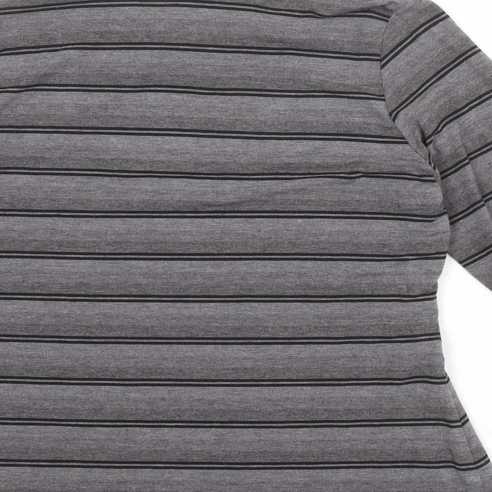 Bonmarché Womens Grey Collared Striped Polyester Pullover Jumper Size 16