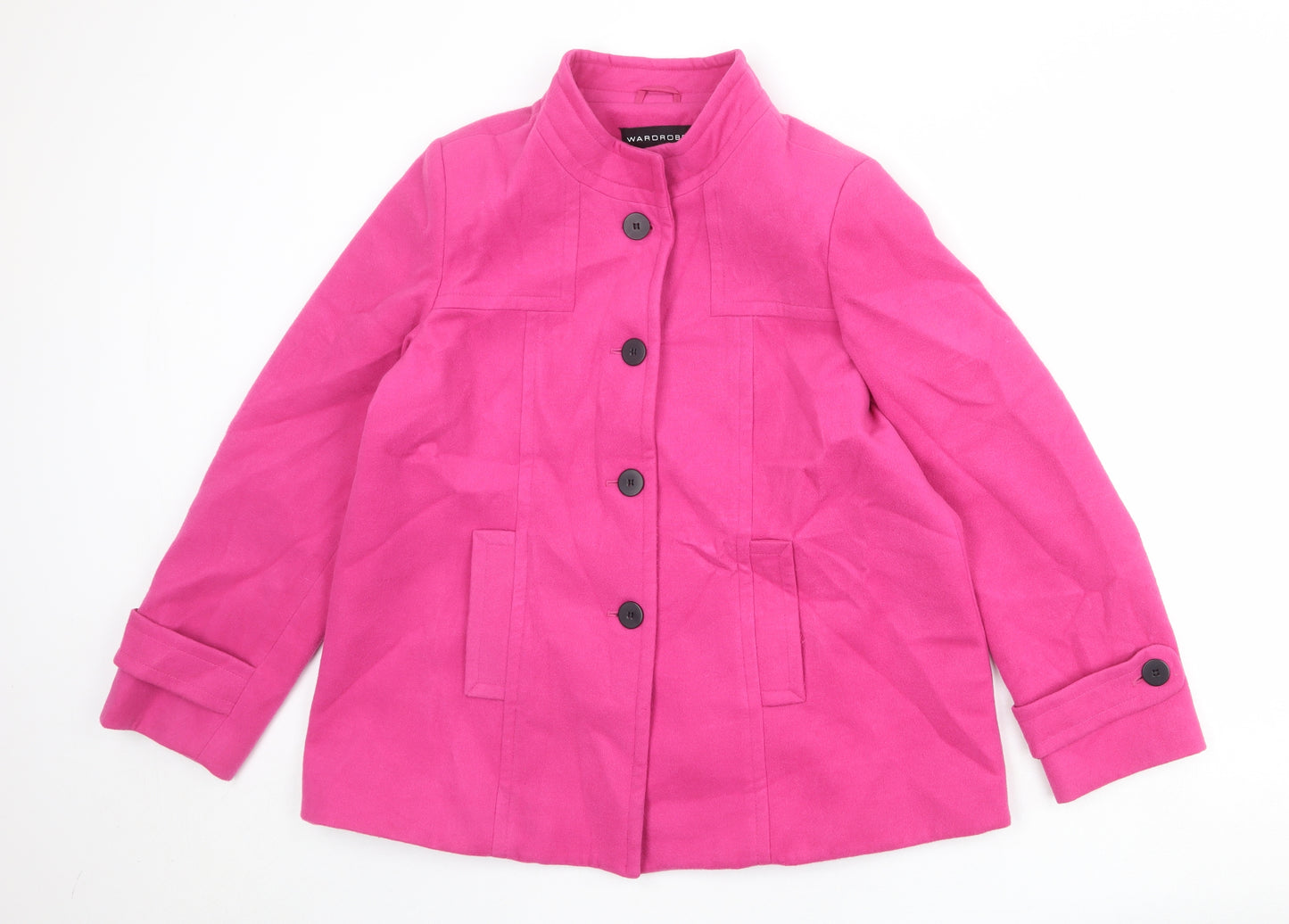 Wardrobe Womens Pink Pea Coat Coat Size 14 Button