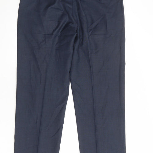 Marks and Spencer Mens Blue Polyester Dress Pants Trousers Size 36 in Regular Zip