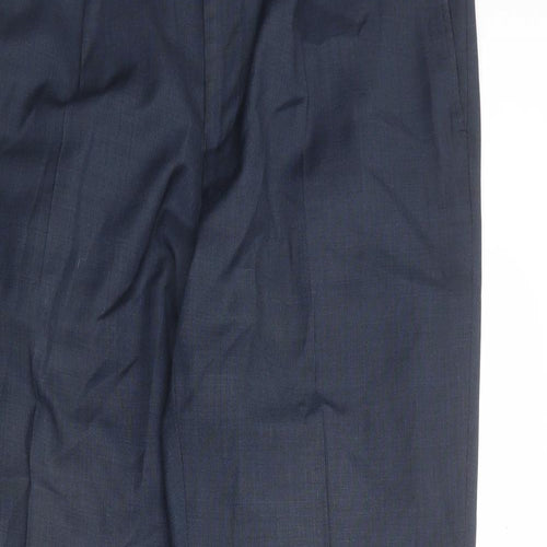 Marks and Spencer Mens Blue Polyester Dress Pants Trousers Size 36 in Regular Zip