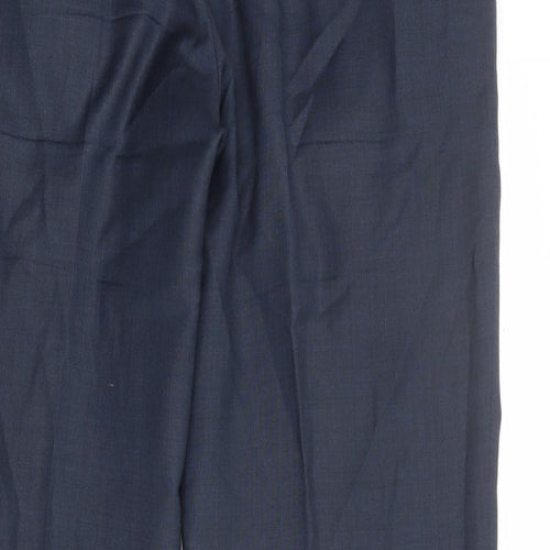 Marks and Spencer Mens Blue Polyester Dress Pants Trousers Size 36 in Regular Zip