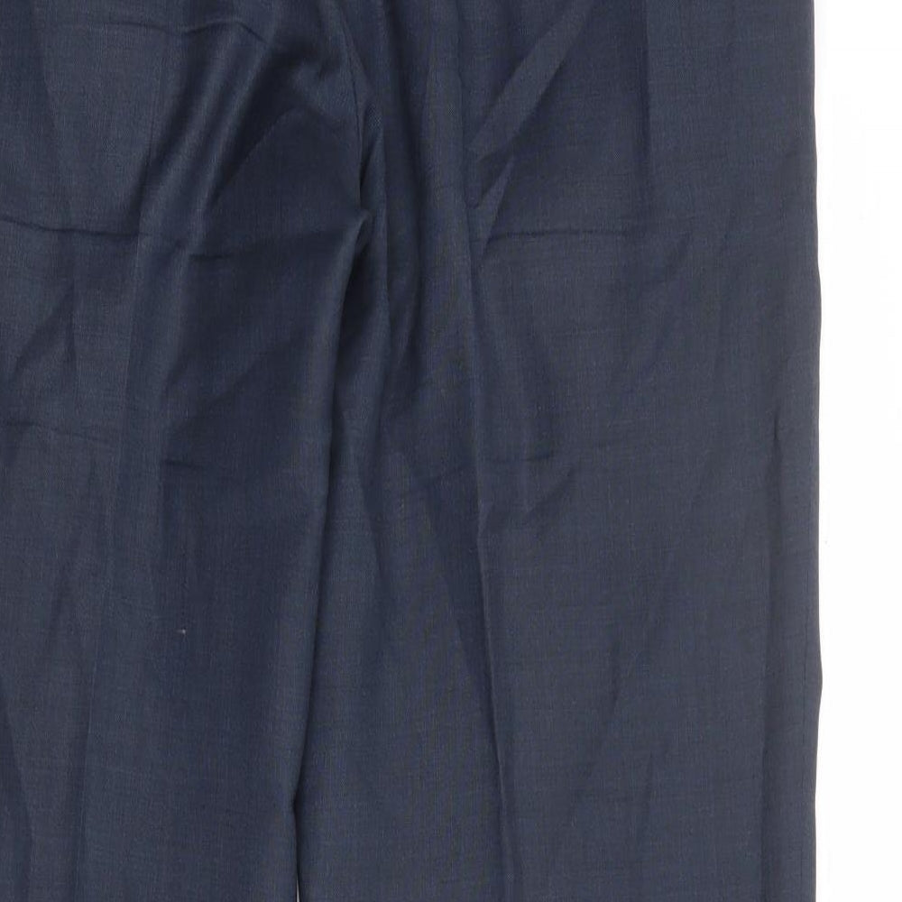 Marks and Spencer Mens Blue Polyester Dress Pants Trousers Size 36 in Regular Zip