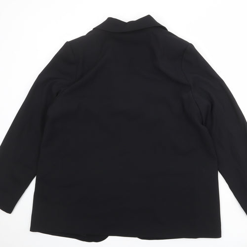 Marks and Spencer Womens Black Herringbone Polyester Jacket Blazer Size 14