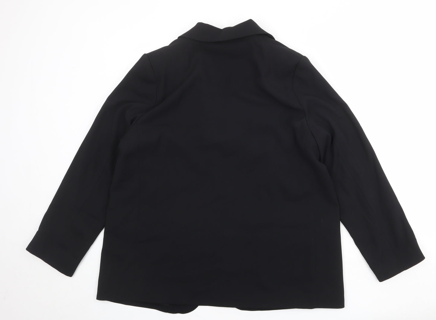 Marks and Spencer Womens Black Herringbone Polyester Jacket Blazer Size 14