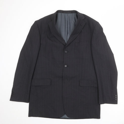 Marks and Spencer Mens Grey Striped Polyester Jacket Suit Jacket Size 42 Regular