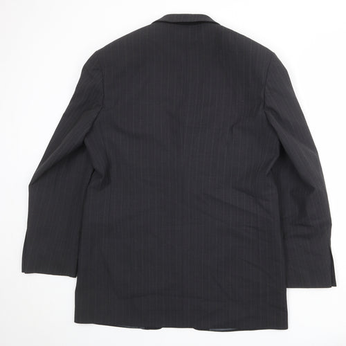Marks and Spencer Mens Grey Striped Polyester Jacket Suit Jacket Size 42 Regular