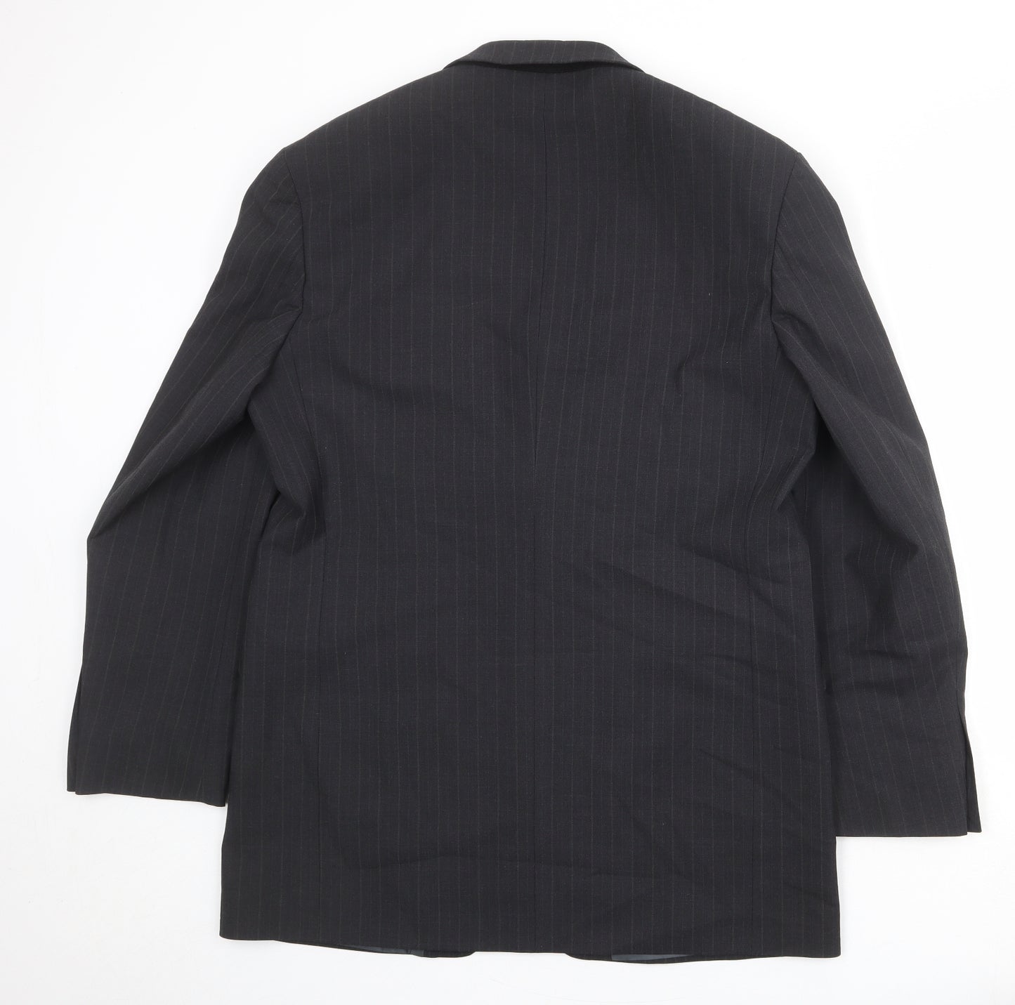 Marks and Spencer Mens Grey Striped Polyester Jacket Suit Jacket Size 42 Regular