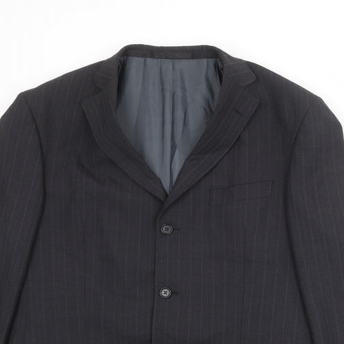 Marks and Spencer Mens Grey Striped Polyester Jacket Suit Jacket Size 42 Regular