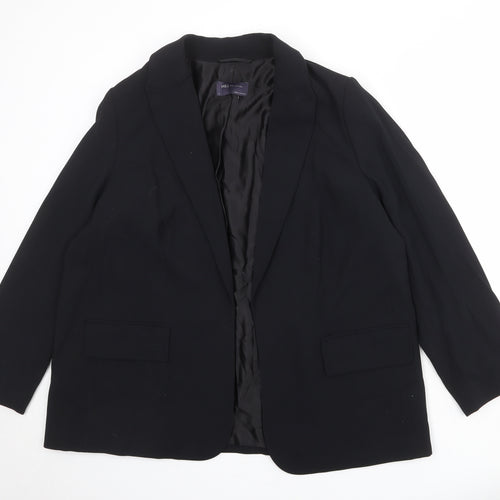 Marks and Spencer Womens Black Polyester Jacket Blazer Size 16 - Open Style