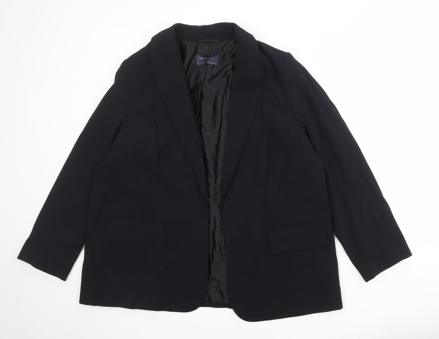 Marks and Spencer Womens Black Polyester Jacket Blazer Size 16 - Open Style