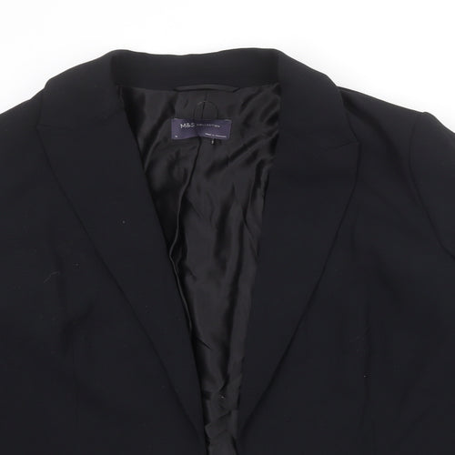 Marks and Spencer Womens Black Polyester Jacket Blazer Size 16 - Open Style