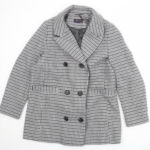 Marks and Spencer Womens Grey Geometric Jacket Blazer Size 14 Button