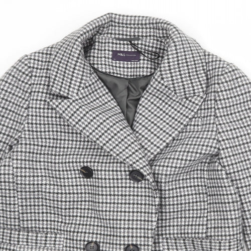 Marks and Spencer Womens Grey Geometric Jacket Blazer Size 14 Button