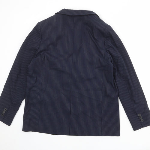 Marks and Spencer Womens Blue Pinstripe Polyester Jacket Suit Jacket Size 14