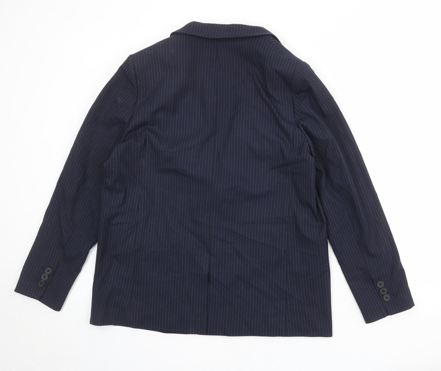Marks and Spencer Womens Blue Pinstripe Polyester Jacket Suit Jacket Size 14