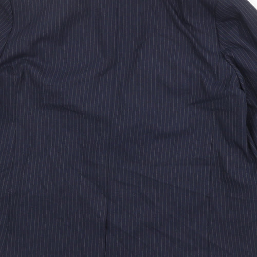 Marks and Spencer Womens Blue Pinstripe Polyester Jacket Suit Jacket Size 14