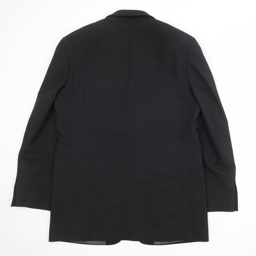 Marks and Spencer Mens Black Striped Polyester Jacket Suit Jacket Size 42 Regular