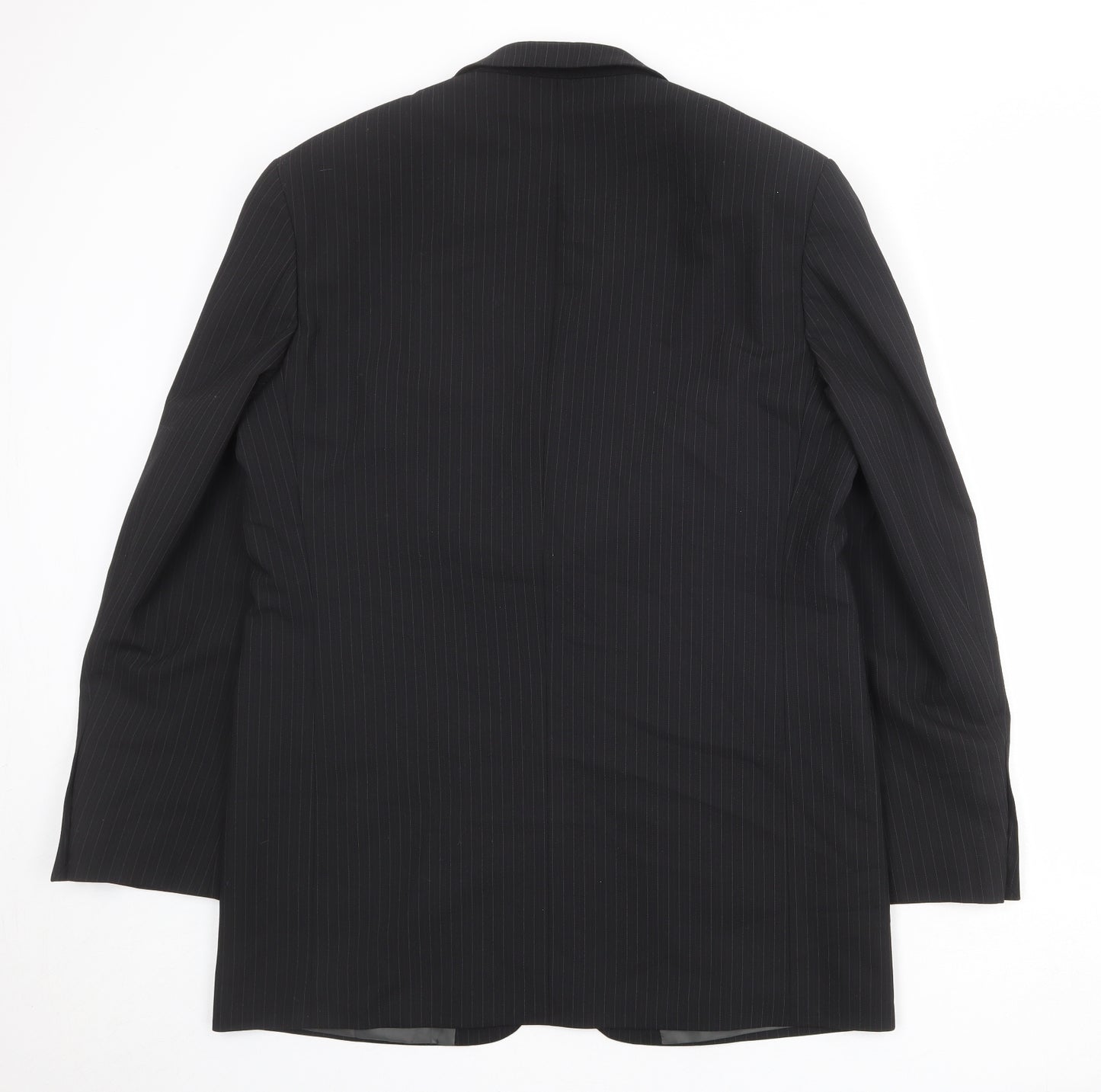 Marks and Spencer Mens Black Striped Polyester Jacket Suit Jacket Size 42 Regular