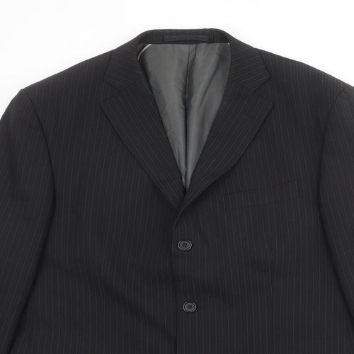 Marks and Spencer Mens Black Striped Polyester Jacket Suit Jacket Size 42 Regular