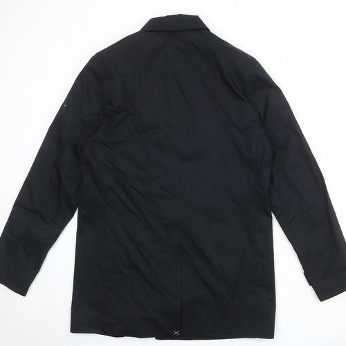 Marks and Spencer Mens Black Overcoat Coat Size M Button