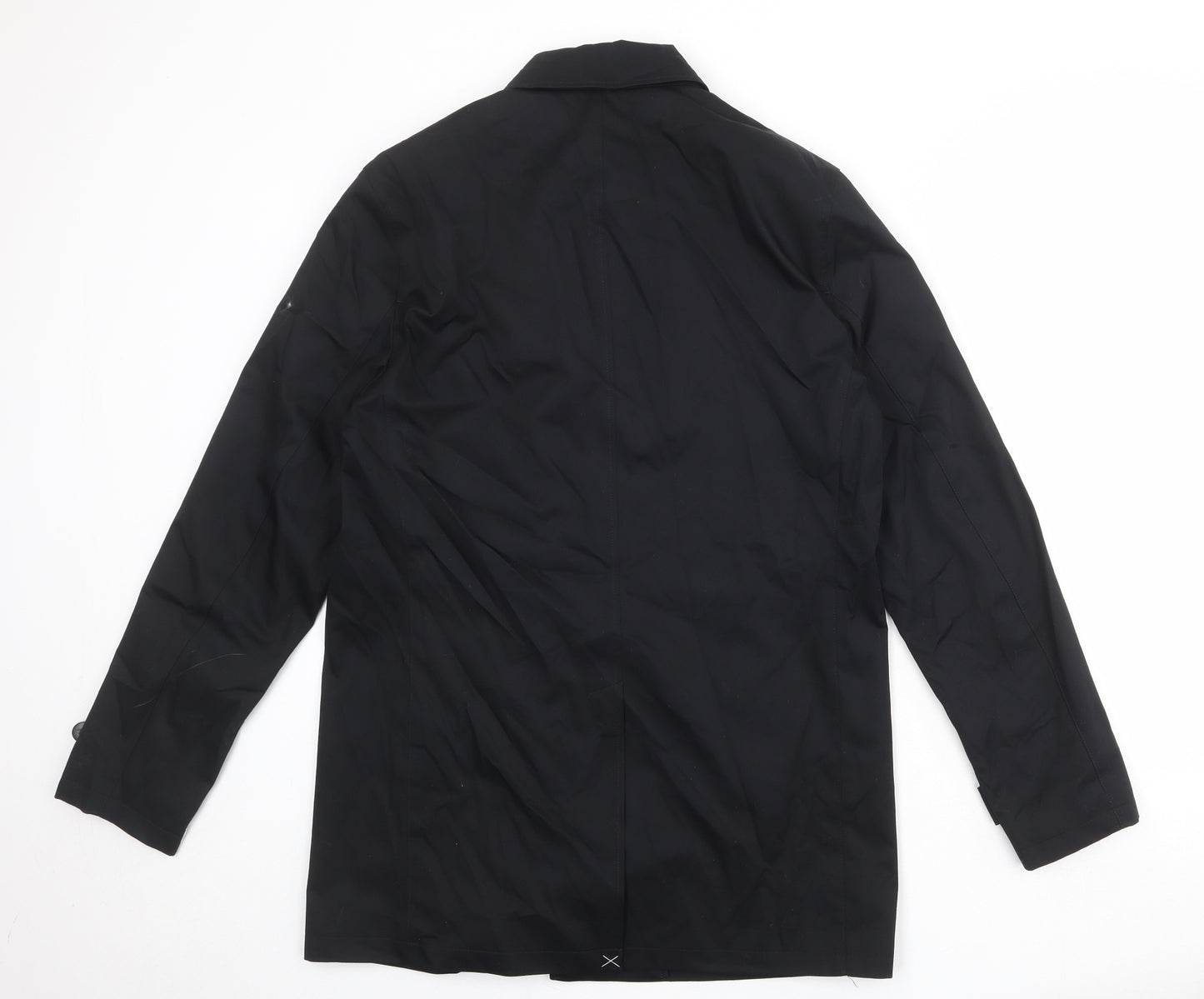 Marks and Spencer Mens Black Overcoat Coat Size M Button