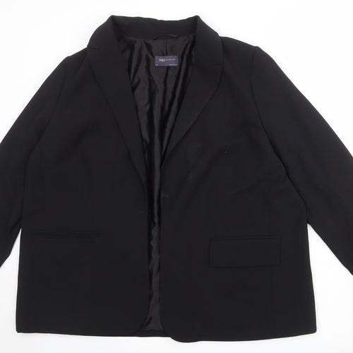Marks and Spencer Womens Black Polyester Jacket Blazer Size 20 - Open Style