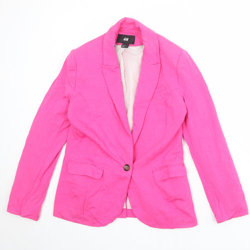 H&M Womens Pink Viscose Jacket Suit Jacket Size 12