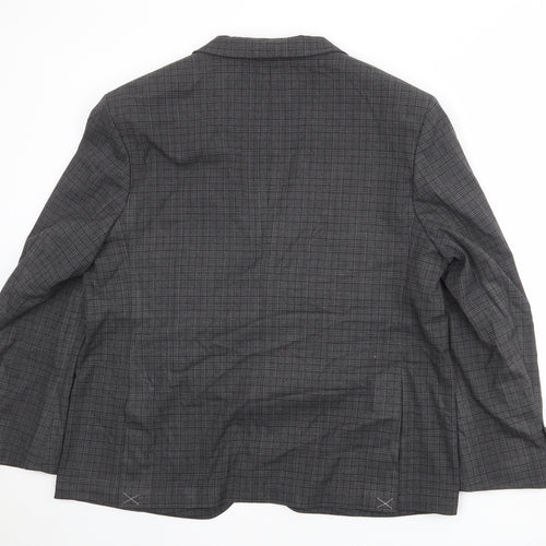 Marks and Spencer Mens Grey Plaid Polyester Jacket Suit Jacket Size 46 Regular