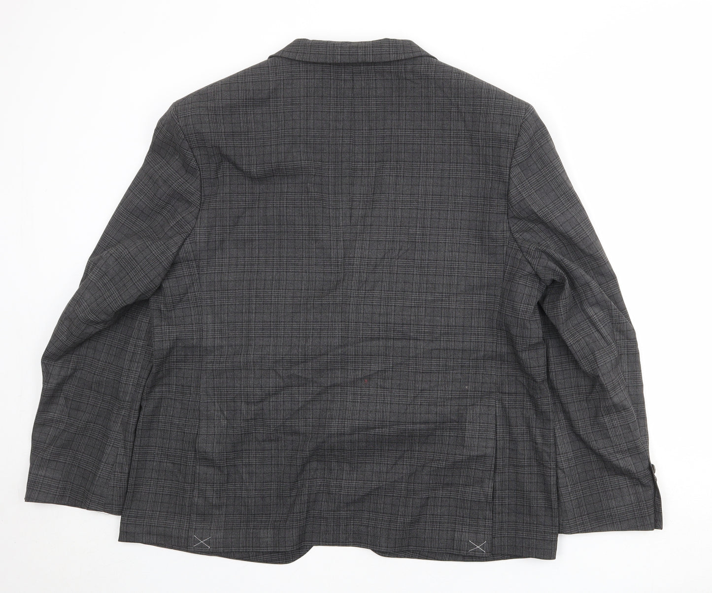 Marks and Spencer Mens Grey Plaid Polyester Jacket Suit Jacket Size 46 Regular
