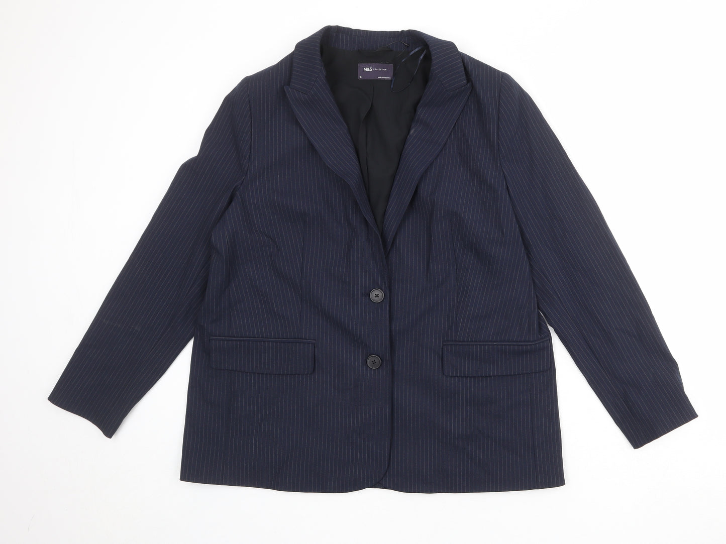 Marks and Spencer Womens Blue Polyester Jacket Suit Jacket Size 16