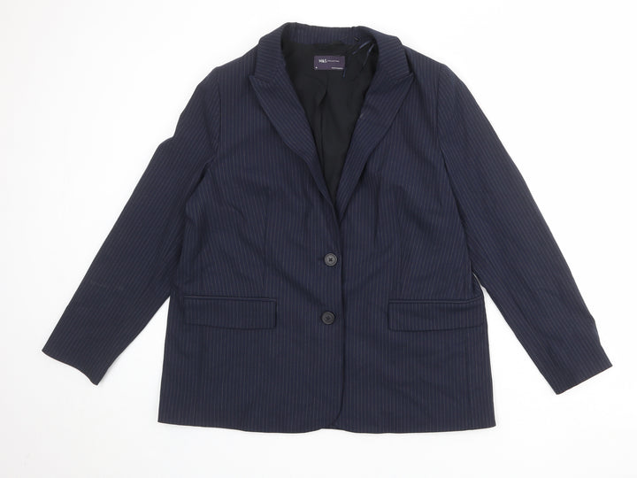Marks and Spencer Womens Blue Polyester Jacket Suit Jacket Size 16
